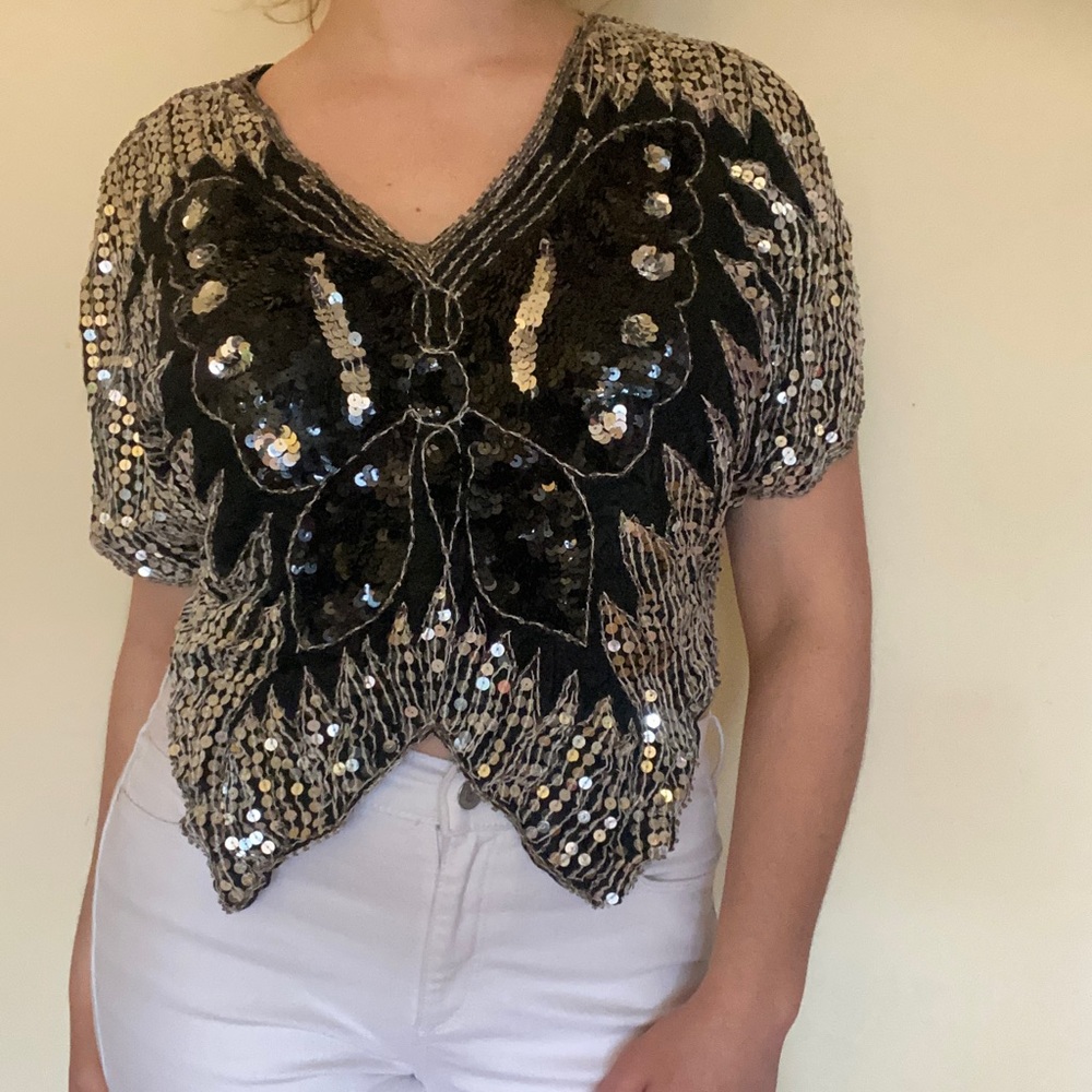 Shiny Butterfly Top
